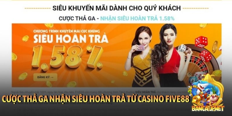 Khuyến mãi Five88 mới nhất 2026 nhận thưởng cực khủng 6 Cược thả ga nhận siêu hoàn trả từ casino Five88
