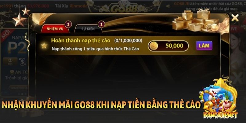 Nhận khuyến mãi GO88 khi nạp tiền bằng thẻ cào