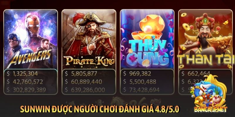 Sunwin được người chơi đánh giá 4.8/5.0