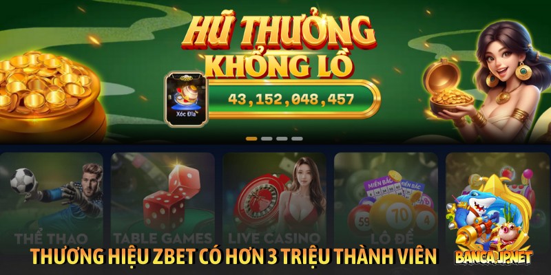 Thương hiệu Zbet có hơn 3 triệu thành viên
